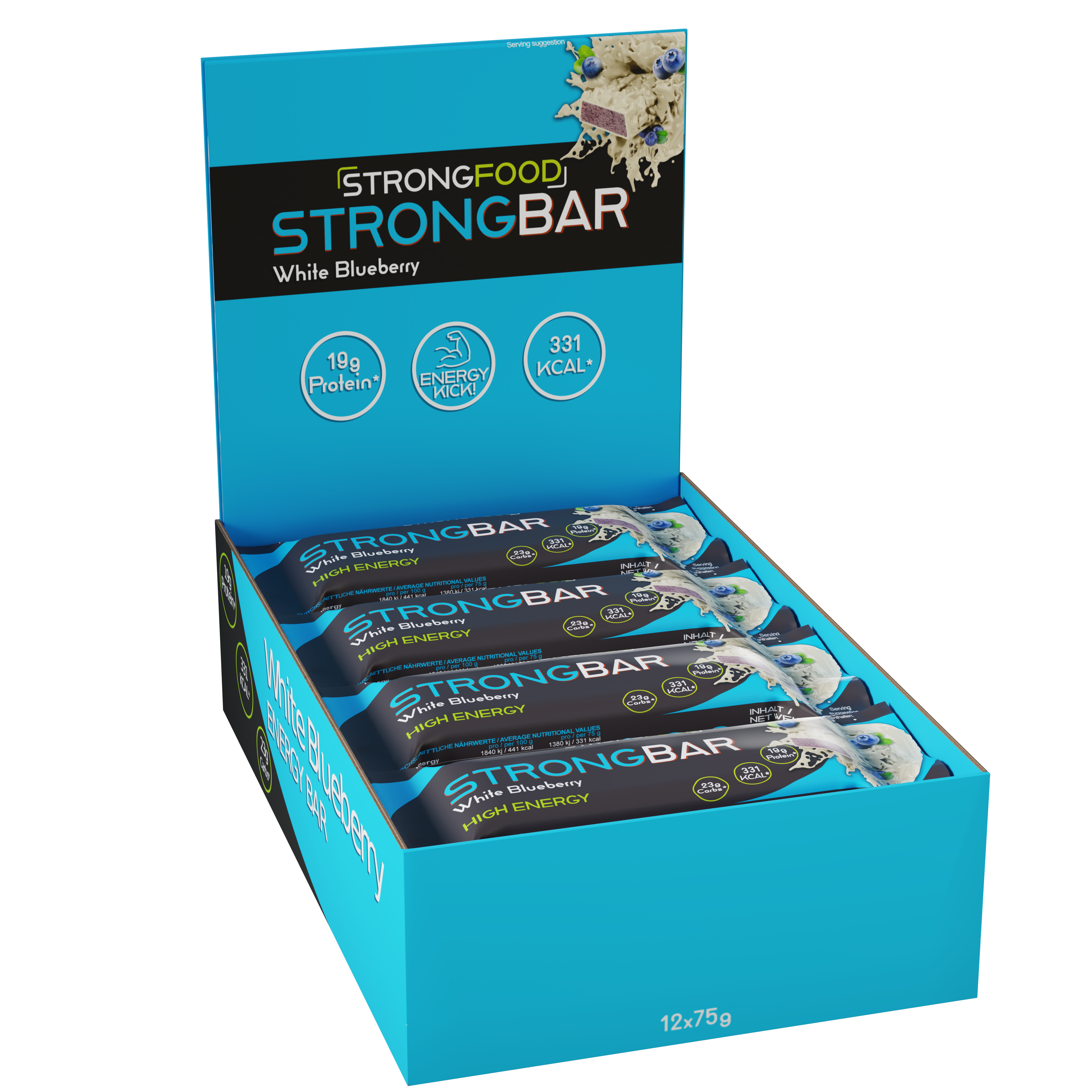 StrongBar 12x75g White Blueberry