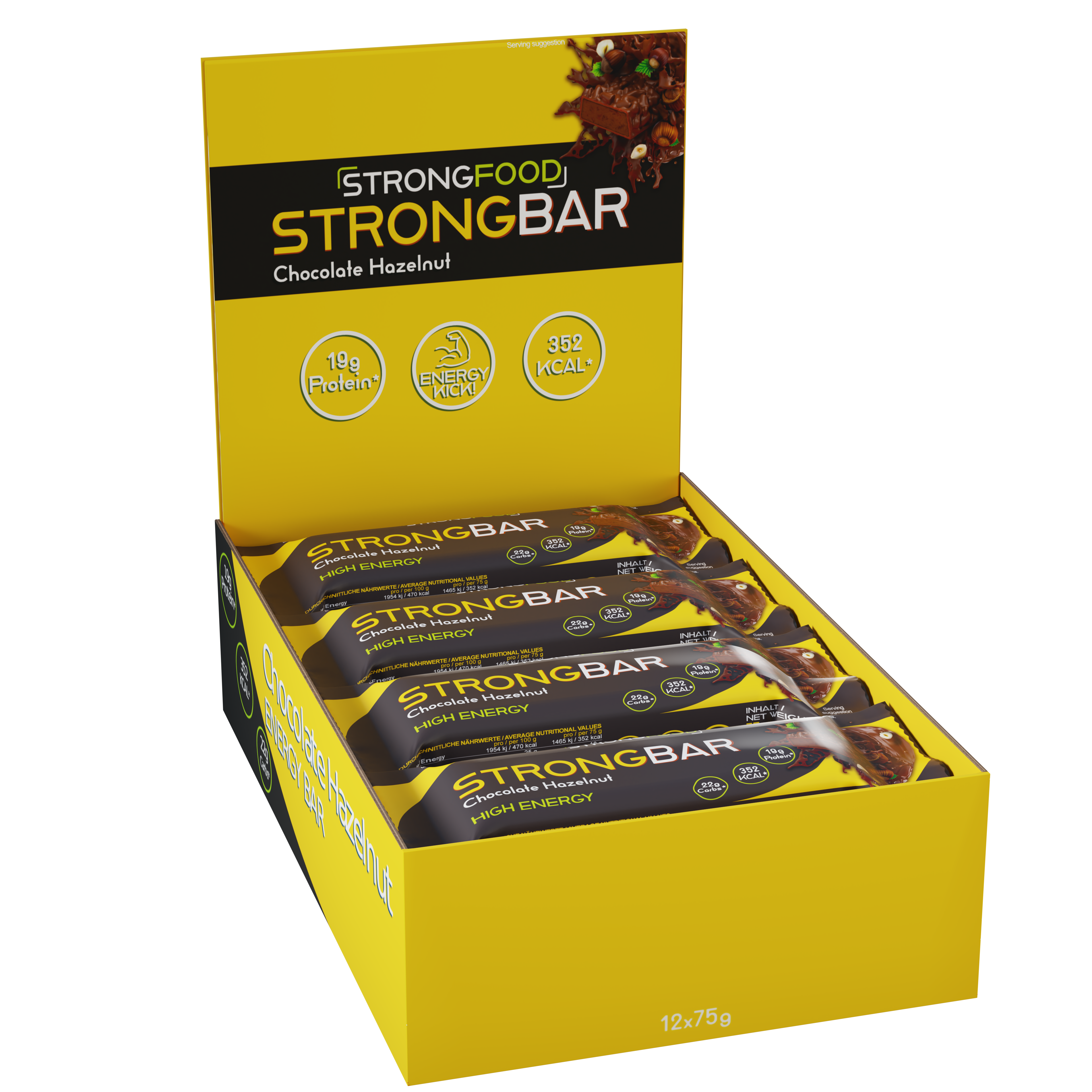 StrongBar 12x75g Chocolate Hazelnut